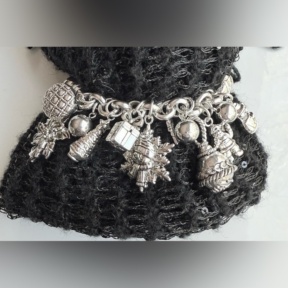 Silver Tone Stretchy Charm Bracelet